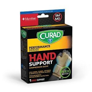Curad Hand Support Compression Glove with Microban, Universal - Small/Medium