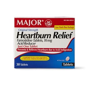 Major Heartburn Relief, Famotidine Tablets, 10 mg - 30 ct