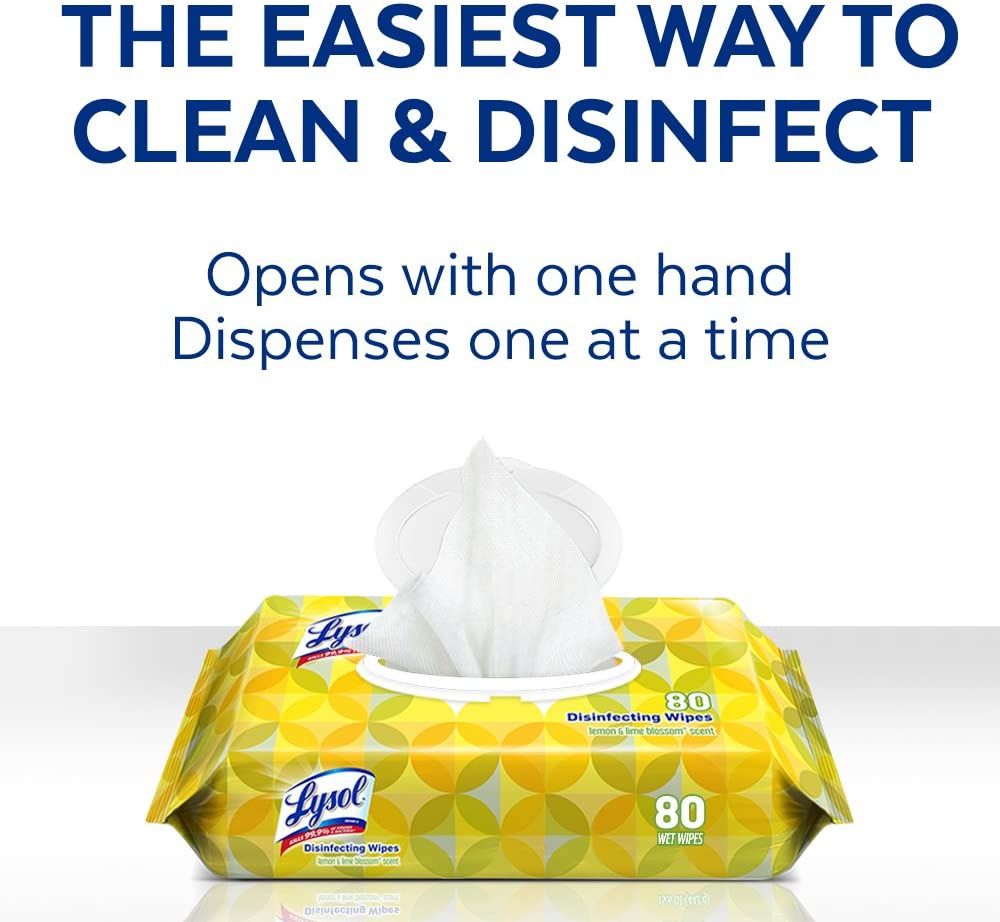Lysol Disinfecting Wipes Flatpack, Lemon & Lime Scent - 80 ct