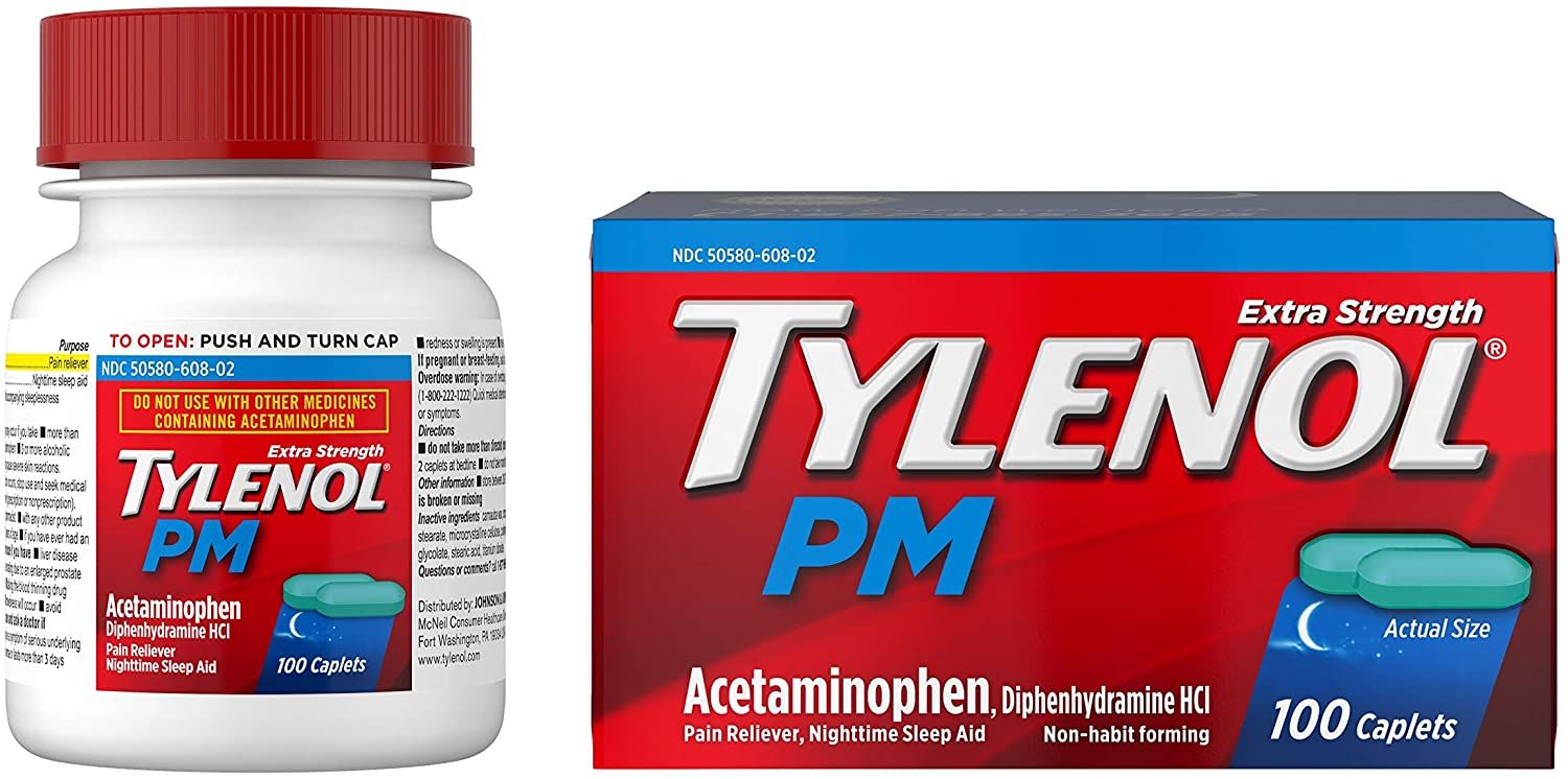 Tylenol PM Extra Strength Pain Reliever & Sleep Aid Caplets - Acetaminophen - 100 ct