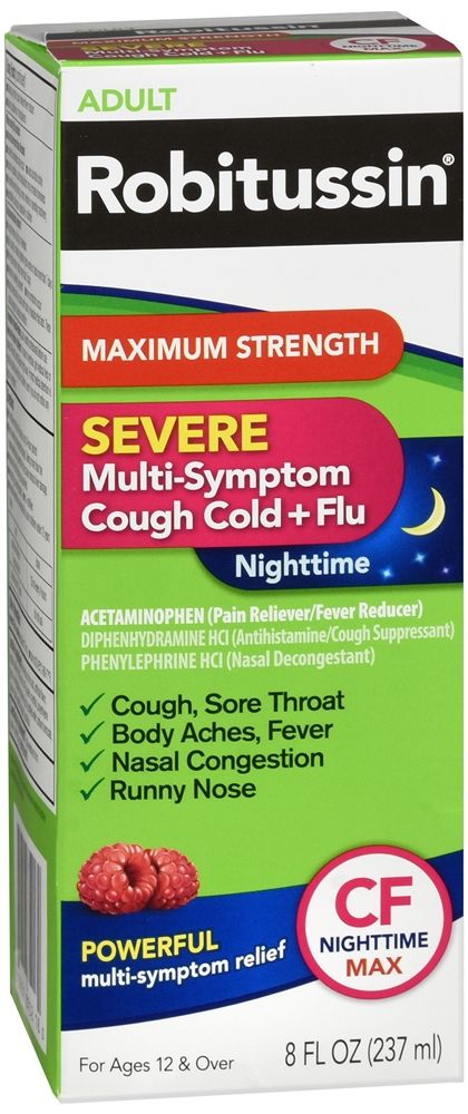 DISCRobitussin Severe Multi-Symptom Cough Cold + Flu Nighttime Liquid Maximum Strength