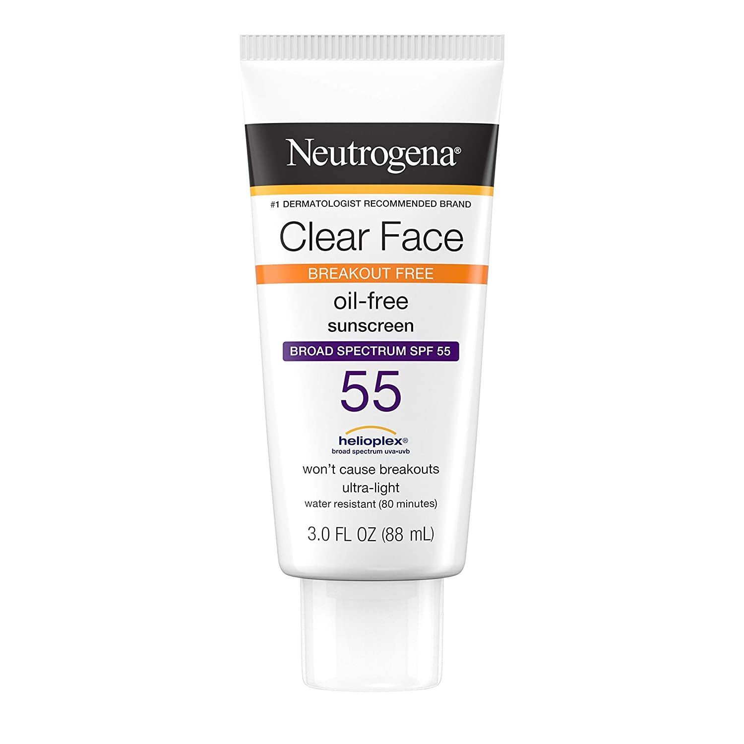 Neutrogena Clear Face Break-Out Free Liquid-Lotion Sunscreen, SPF 55 - 3 oz