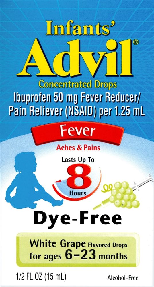 Advil Infants' Concentrated Drops Dye-Free, White Grape Flavored, 50 mg - 0.5 fl oz