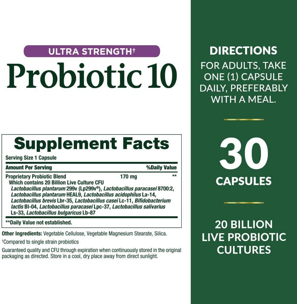 Nature's Bounty Ultra Strength Probiotic 10 Capsules - 30 ct