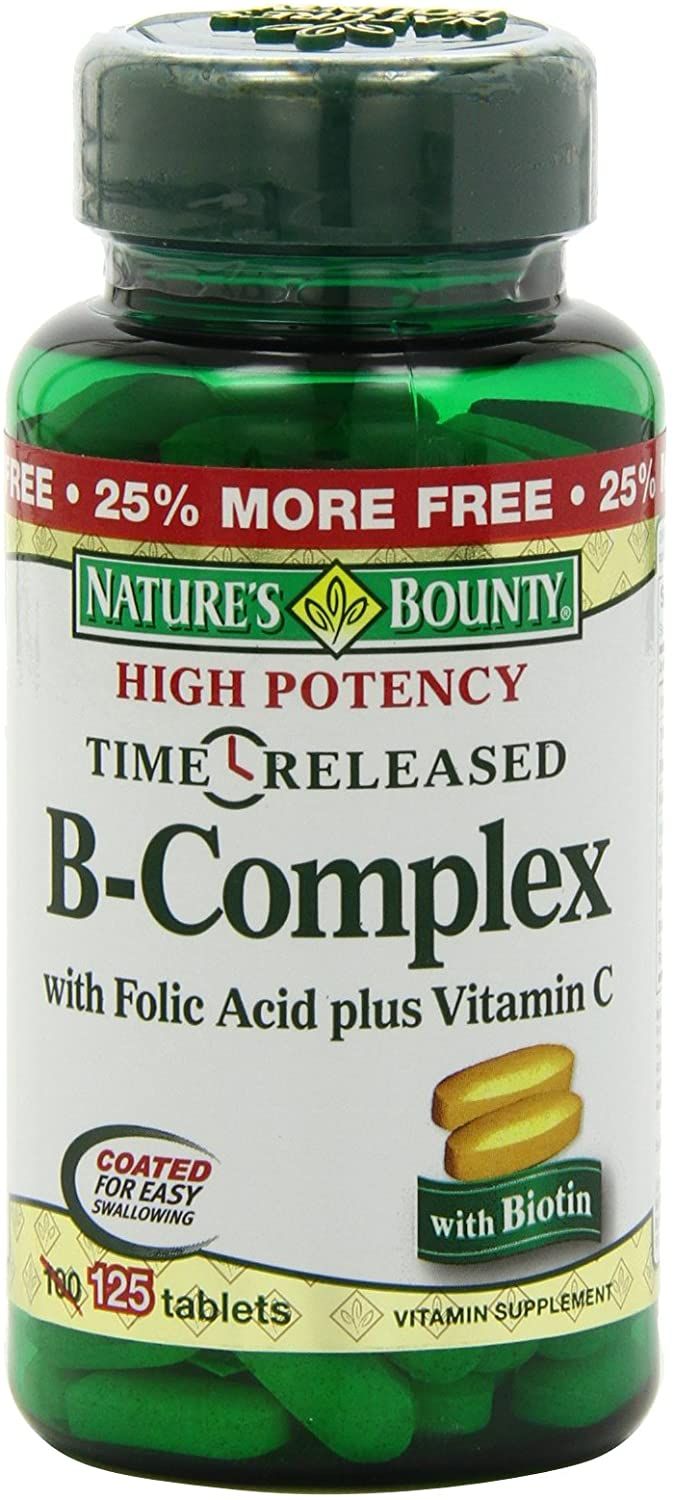 Nature's Bounty B-Complex with Folic Acid Plus Vitamin C Tablets - 125 ct