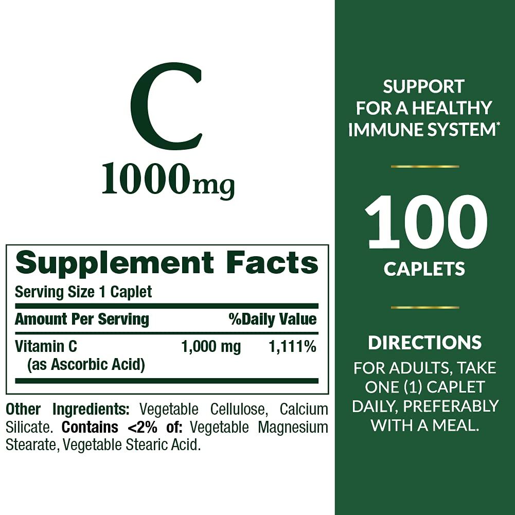 Nature's Bounty Vitamin C, 1000 mg Caplets - 100 ct