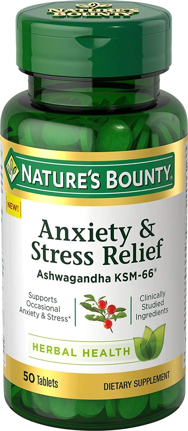 Nature's Bounty Anxiety & Stress Relief With Ashwagandha Tablets - 50 ct