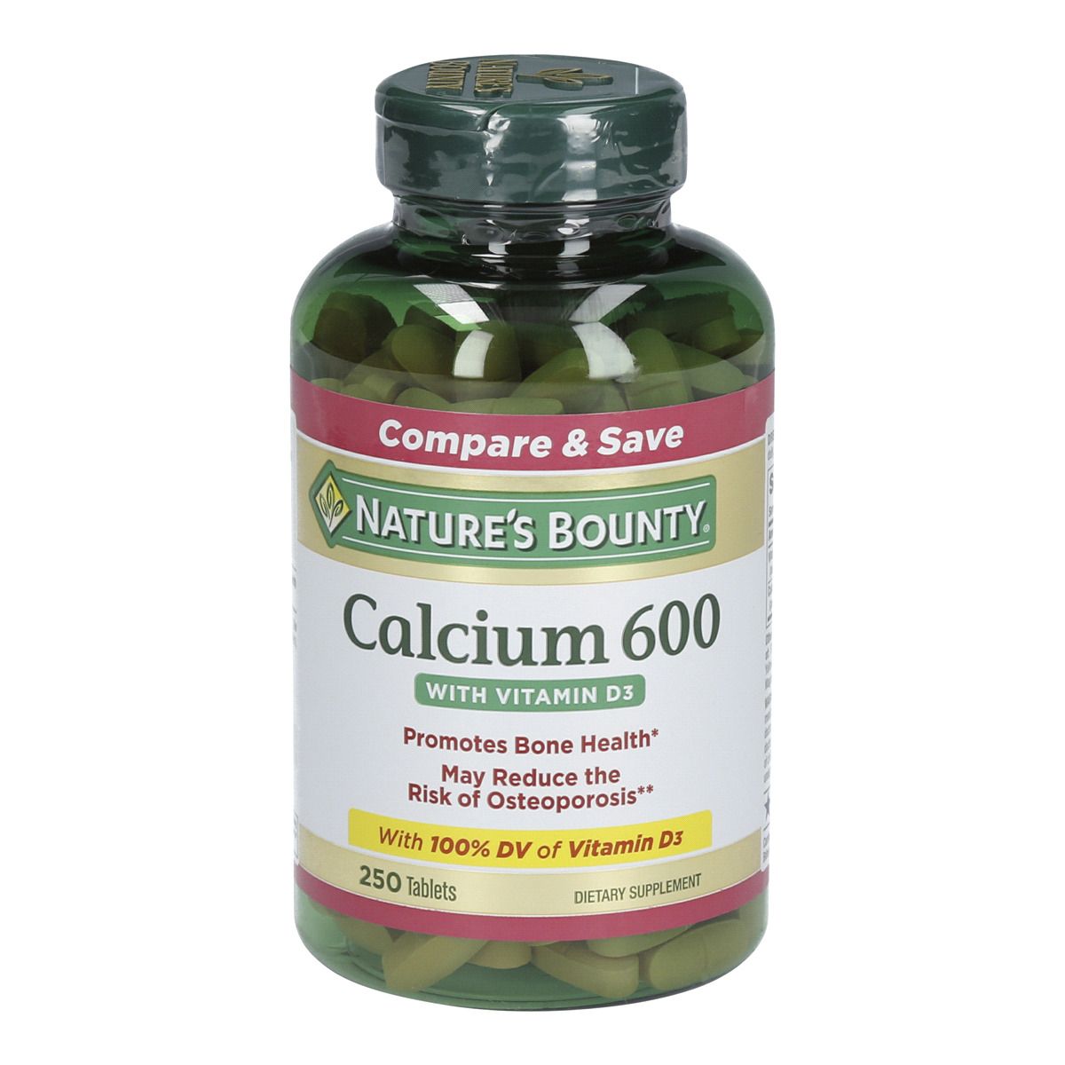 Nature's Bounty Calcium 600 with Vitamin D3 Tablets - 250 ct