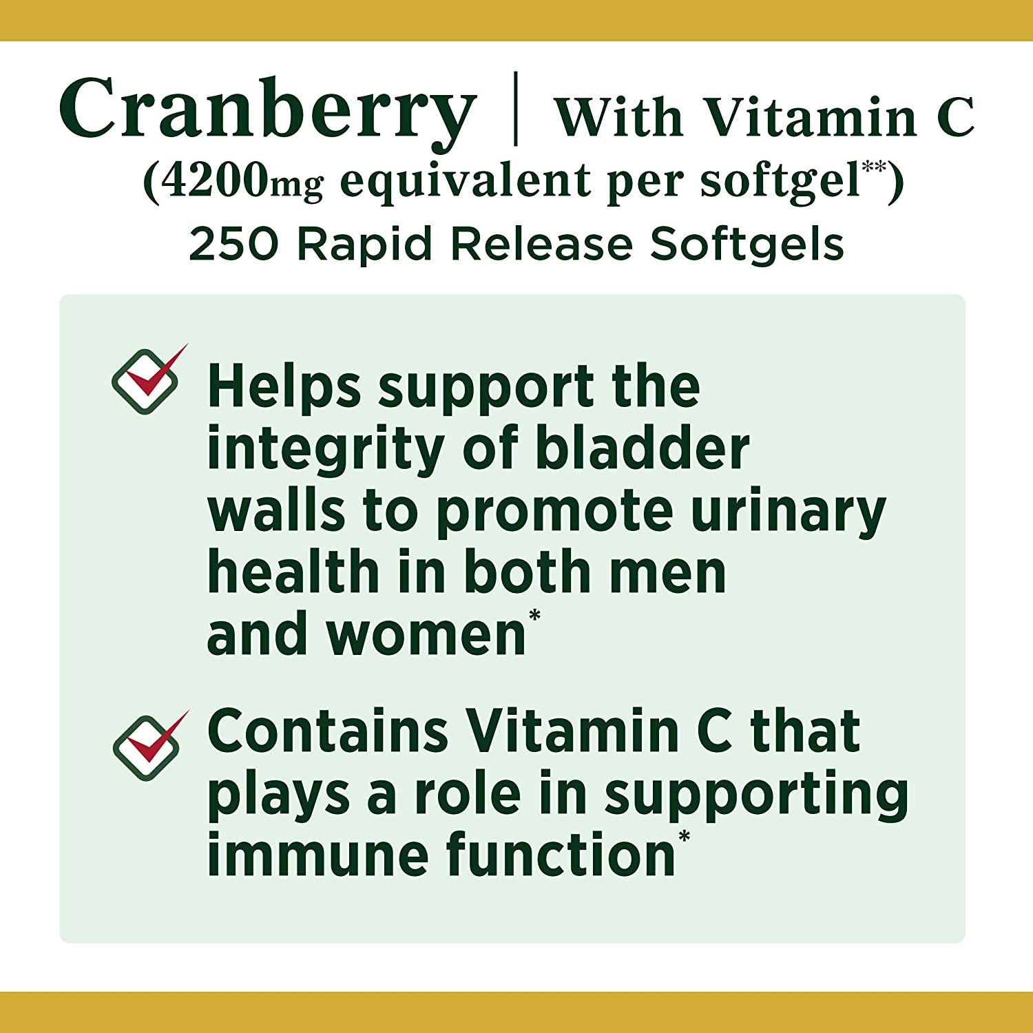 Nature's Bounty Cranberry with Vitamin C 4200 mg Softgels - 250 ct