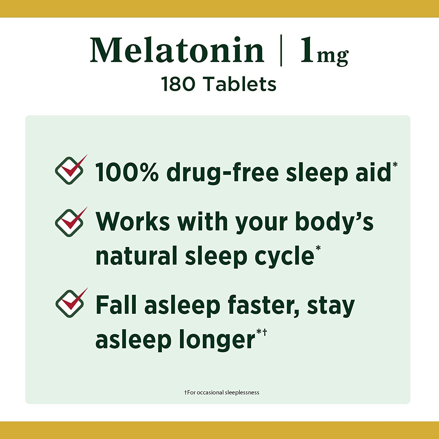 Nature's Bounty Melatonin Tablets, 1 mg - 180 ct