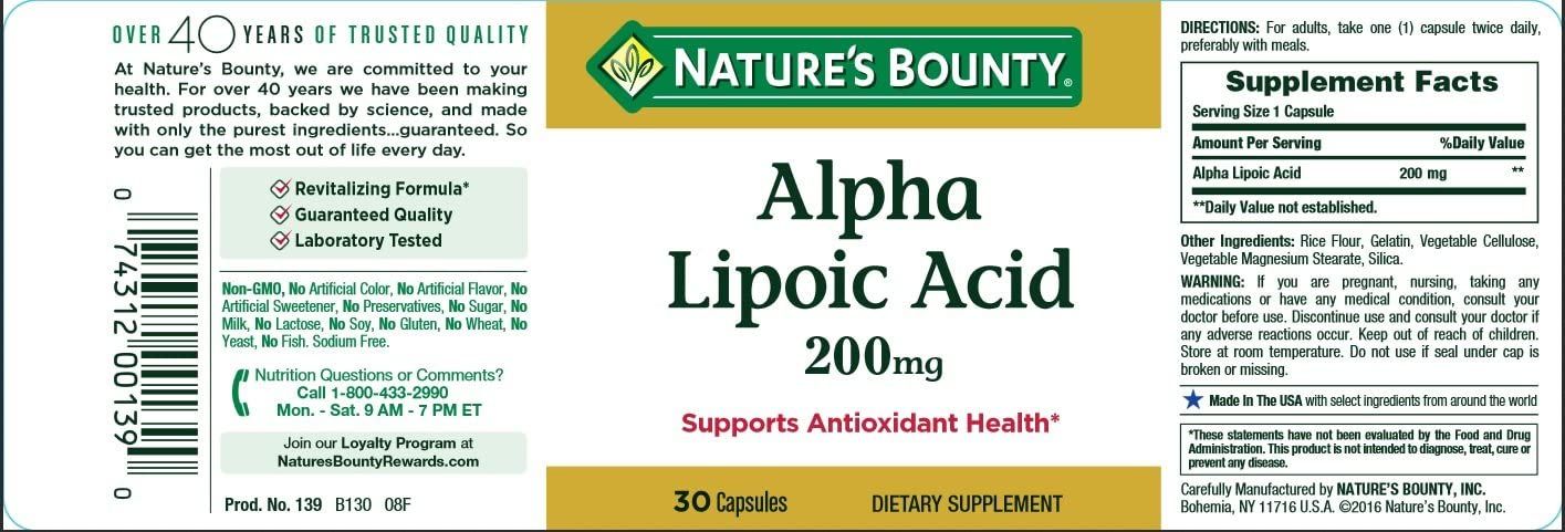 Nature's Bounty Alpha Lipoic Acid 200 mg Capsules - 30 ct