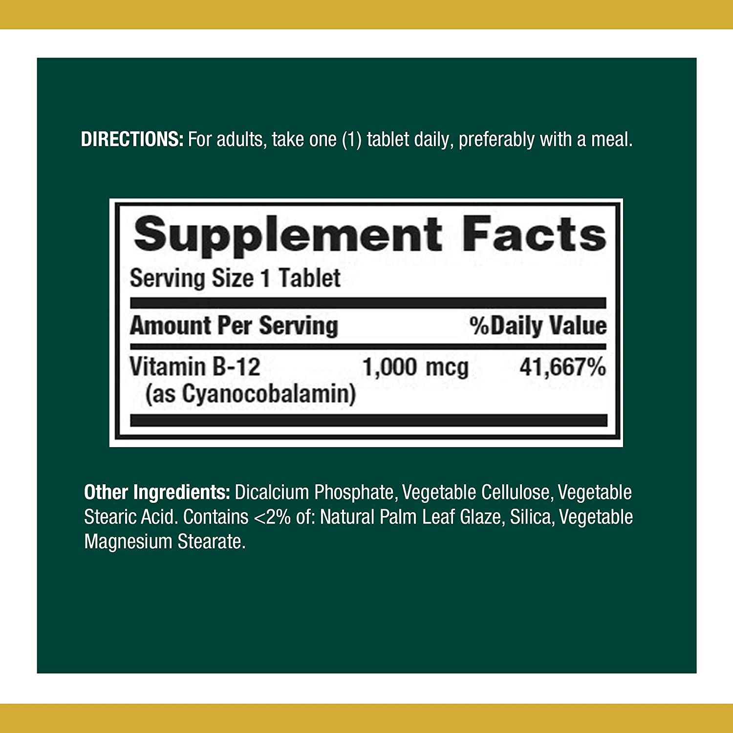 Nature's Bounty Vitamin B-12 Tablets, 1000 mcg -100 ct