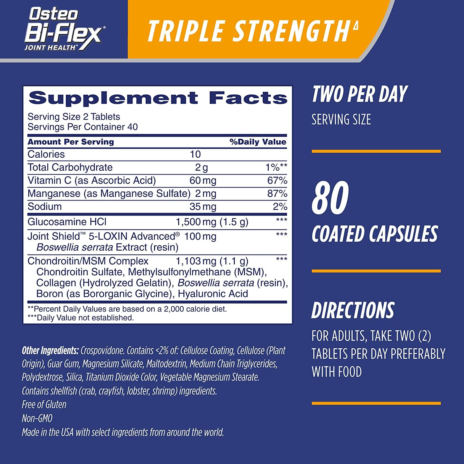 Osteo Bi-Flex Joint Health Tablets, Triple Strength - 80 ct