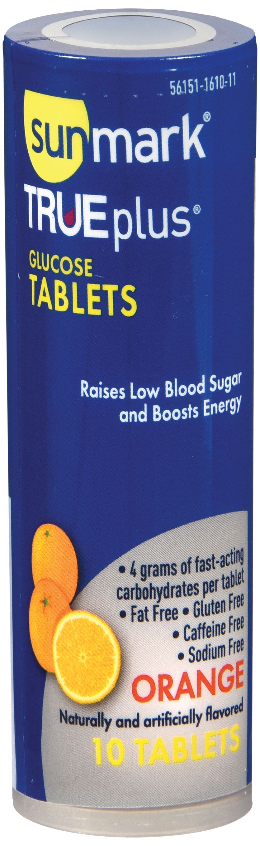 Sunmark TRUEplus Glucose Tablets, Orange, 10 Tablets - 6 Pack