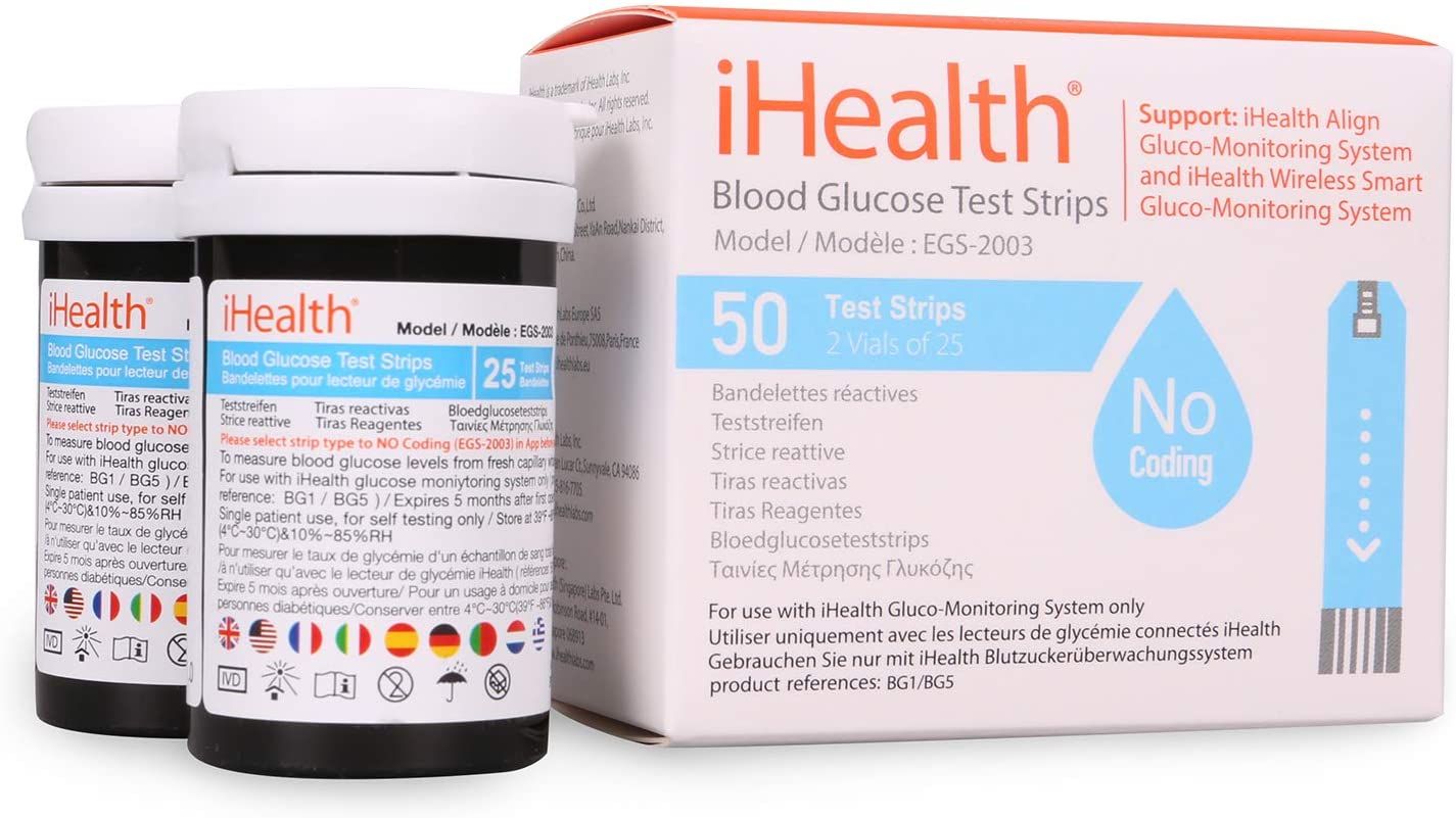 iHealth Blood Glucose Test Strips - 50 ct