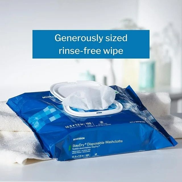 McKesson Staydry Disposable Washclothes, Scented, 1 pack - 100 ct