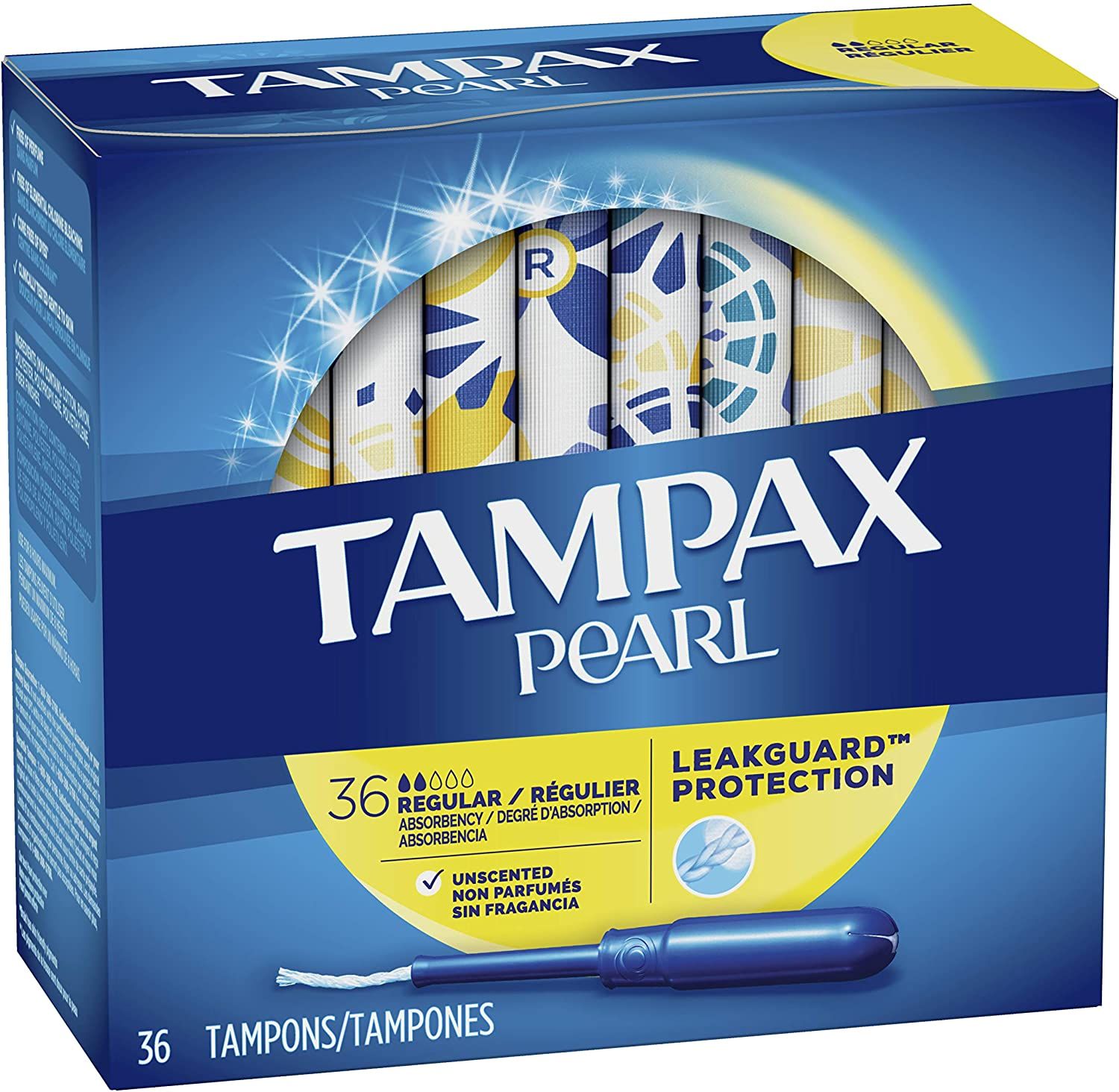 Tampax Pearl Tampons Regular Absorbency Unscented - 36 ct