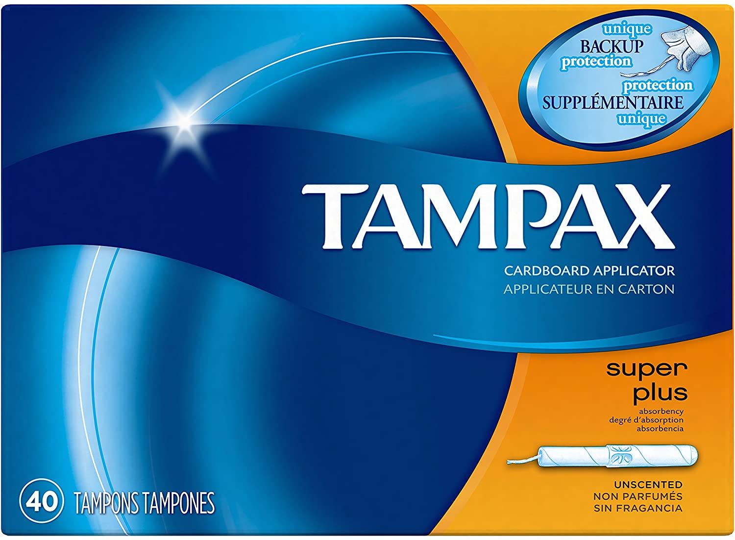Tampax Cardboard Tampons Super+ Absorbency Unscented - 40 ct