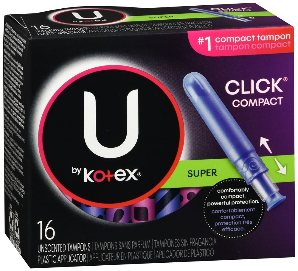 U by Kotex Click Compact Unscented Tampons, Super Absorbency - 16 ct