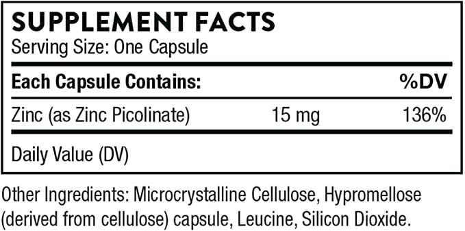 Thorne Zinc Picolinate 15 mg - 60 ct