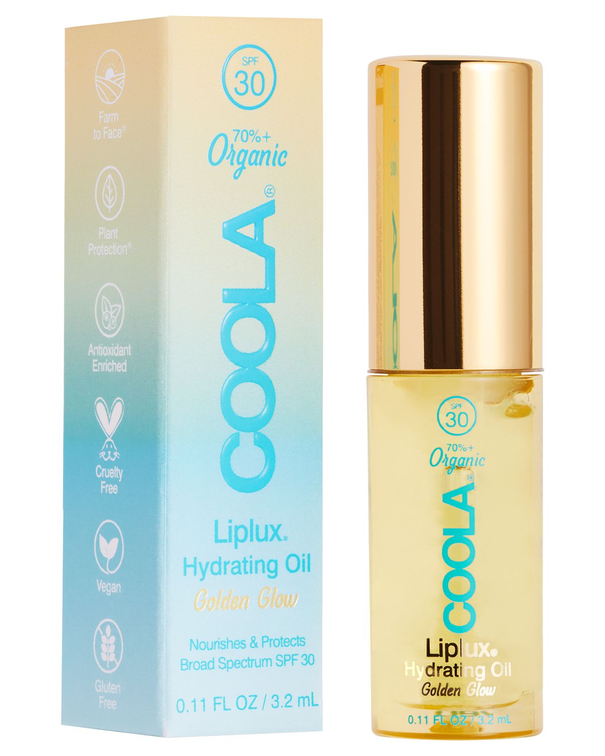 COOLA Classic Liplux Organic Hydrating Lip Oil Sunscreen, SPF 30 - 0.17 fl oz