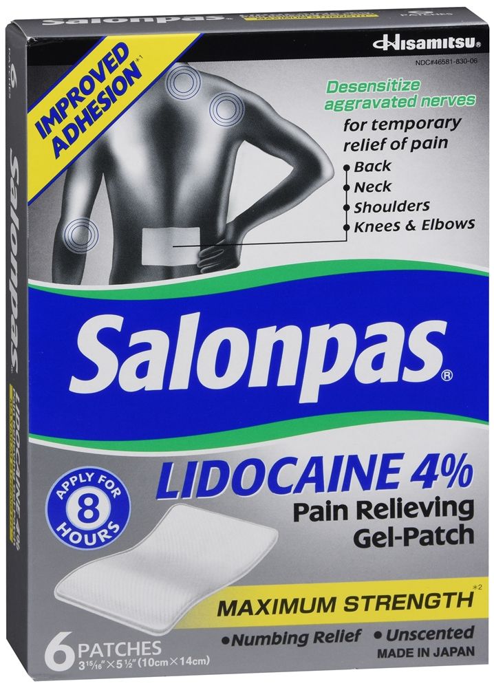 Salonpas Lidocaine 4% Maximum Strength Pain Relieving Gel Patches - 6 ct