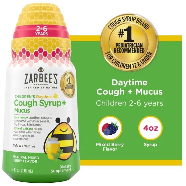 Zarbee’s Daytime Children's Cough + Mucus Syrup, Mixed Berry - 4 fl oz