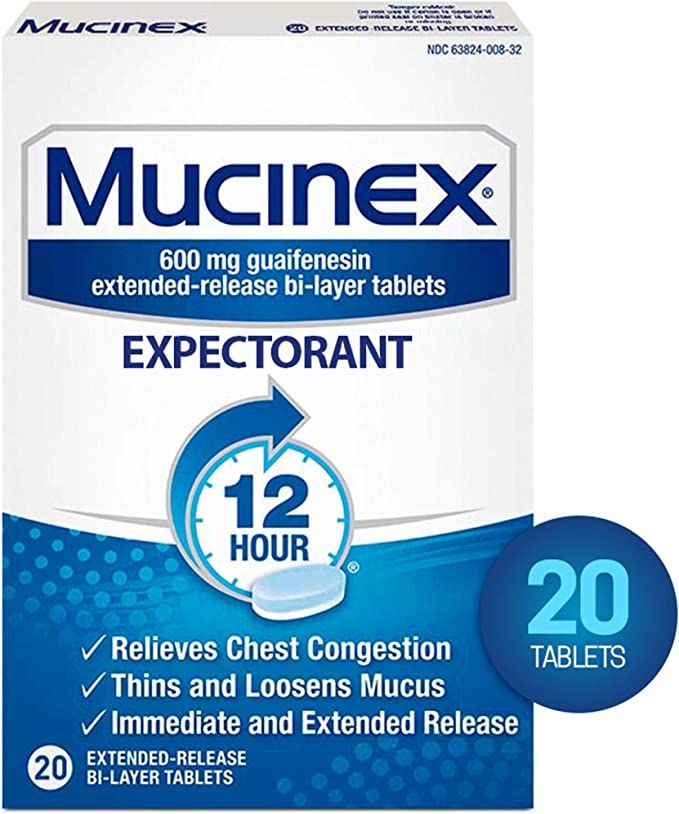 Mucinex 12-Hour Chest Congestion Expectorant Tablets, 600 mg - 20 ct