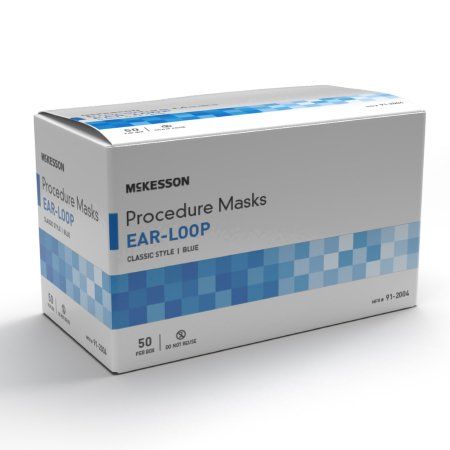 DISCDisposable Masks with Ear Loops and Nose Piece, Blue - 50 ct