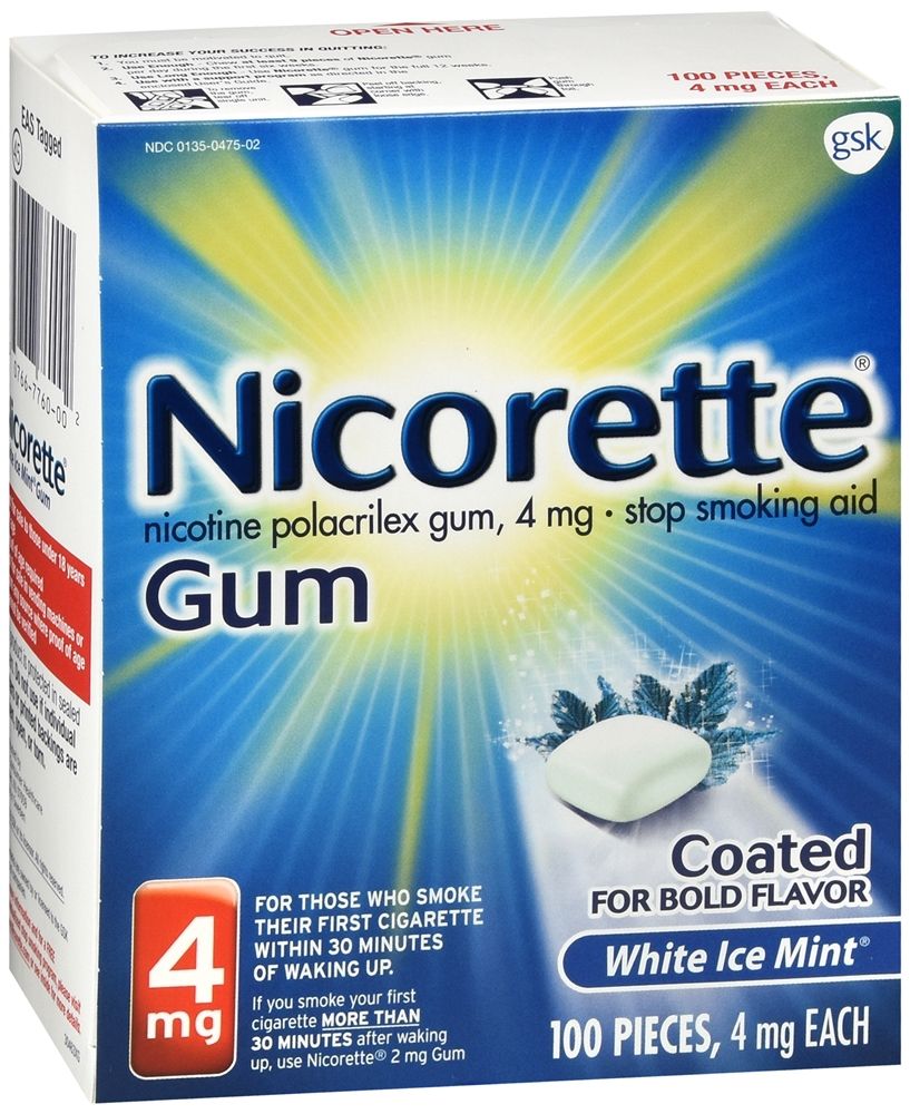 Nicorette Stop Smoking Nicotine Gum, 4 mg, White Ice Mint - 100 ct