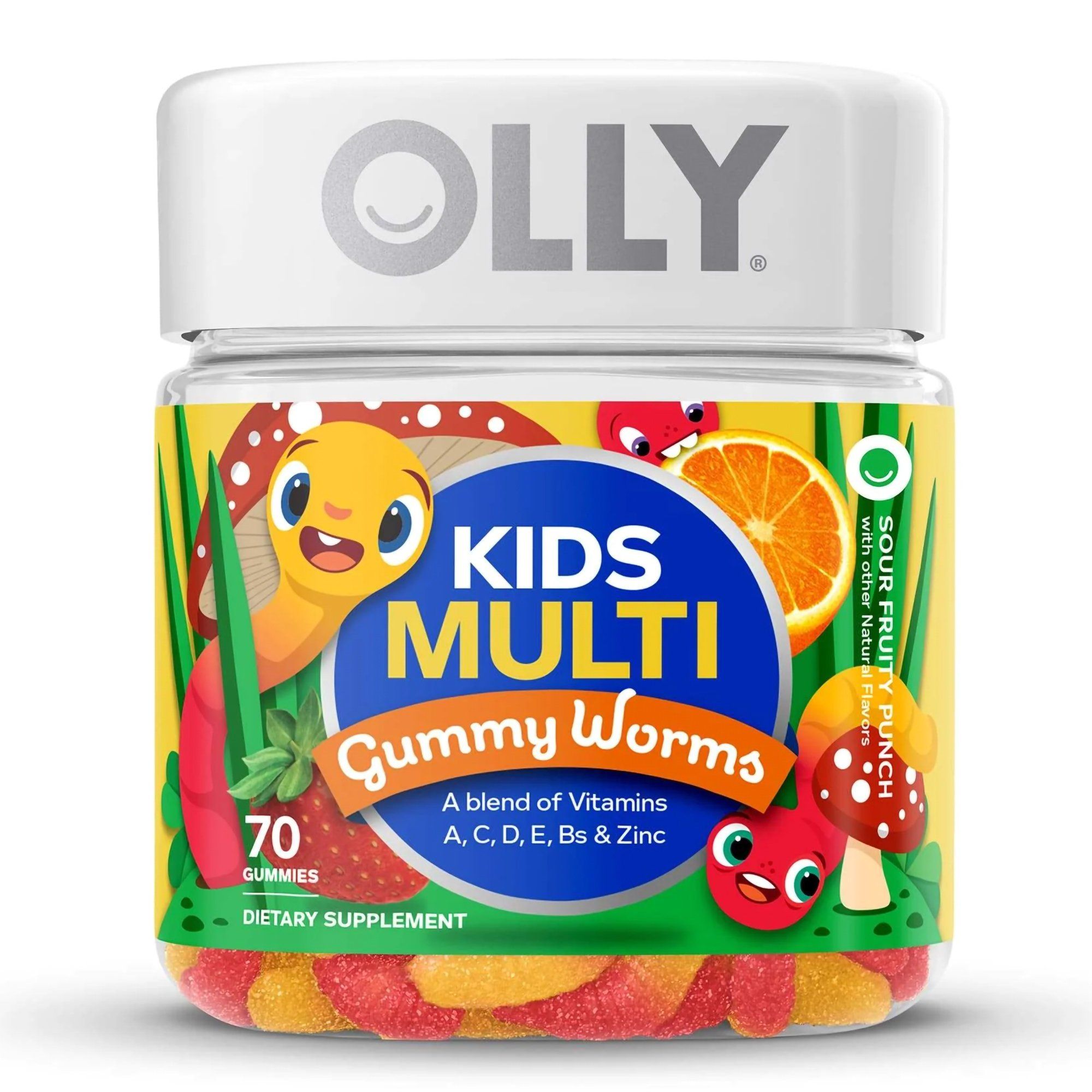 OLLY Kids Multi Gummy Worms,  Sour Fruity Punch - 70 ct
