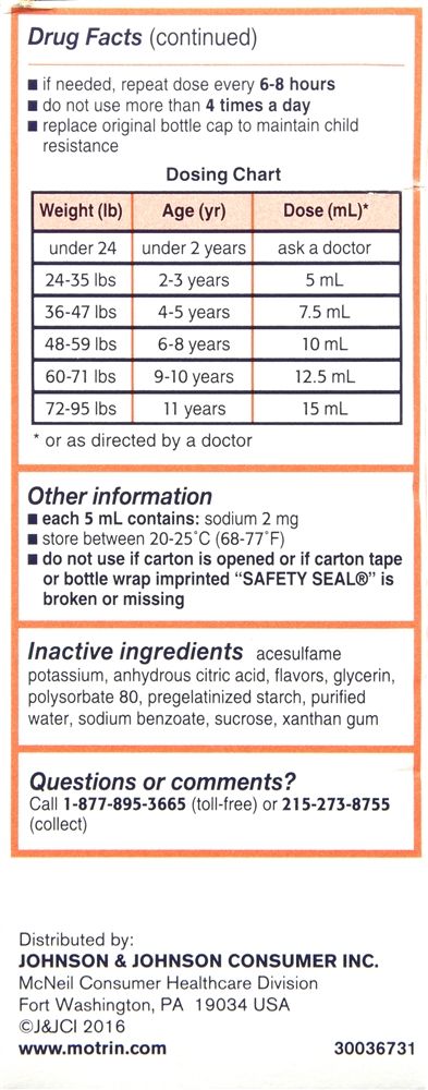 Motrin Children's Ibuprofen Oral Suspension Dye-Free, Original Berry - 4 fl oz