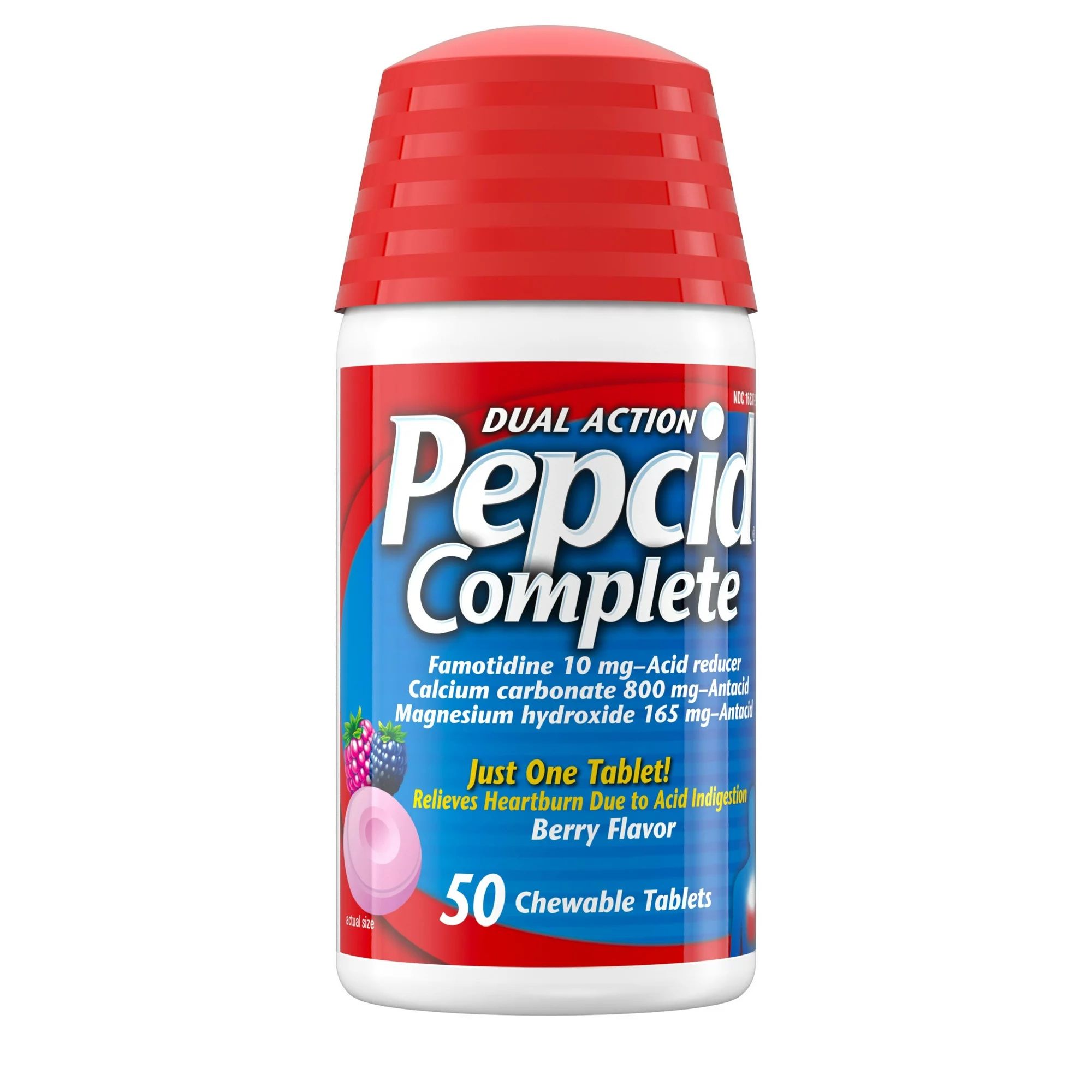 Pepcid Complete Acid Reducer + Antacid Chewable Tablets, Berry - 50 ct