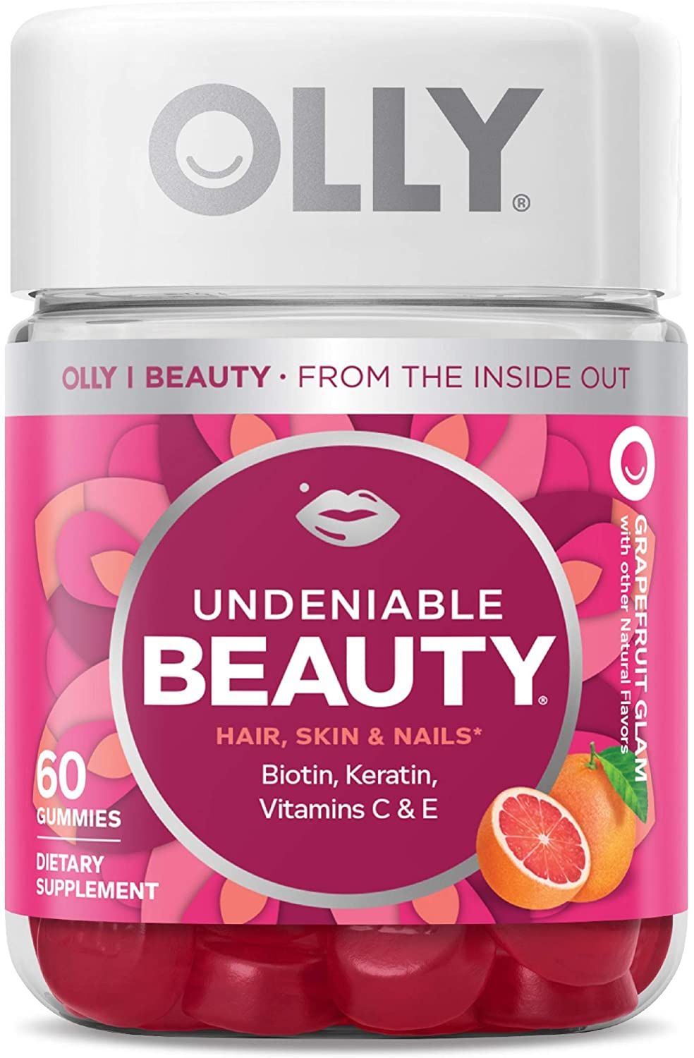 OLLY Undeniable Beauty Gummy Vitamin for Hair Skin & Nails - 60 ct