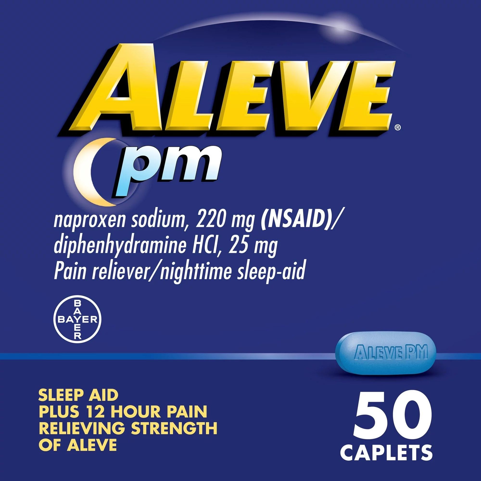 Aleve PM Pain Reliever & Nighttime Sleep Aid Caplets - 50 ct