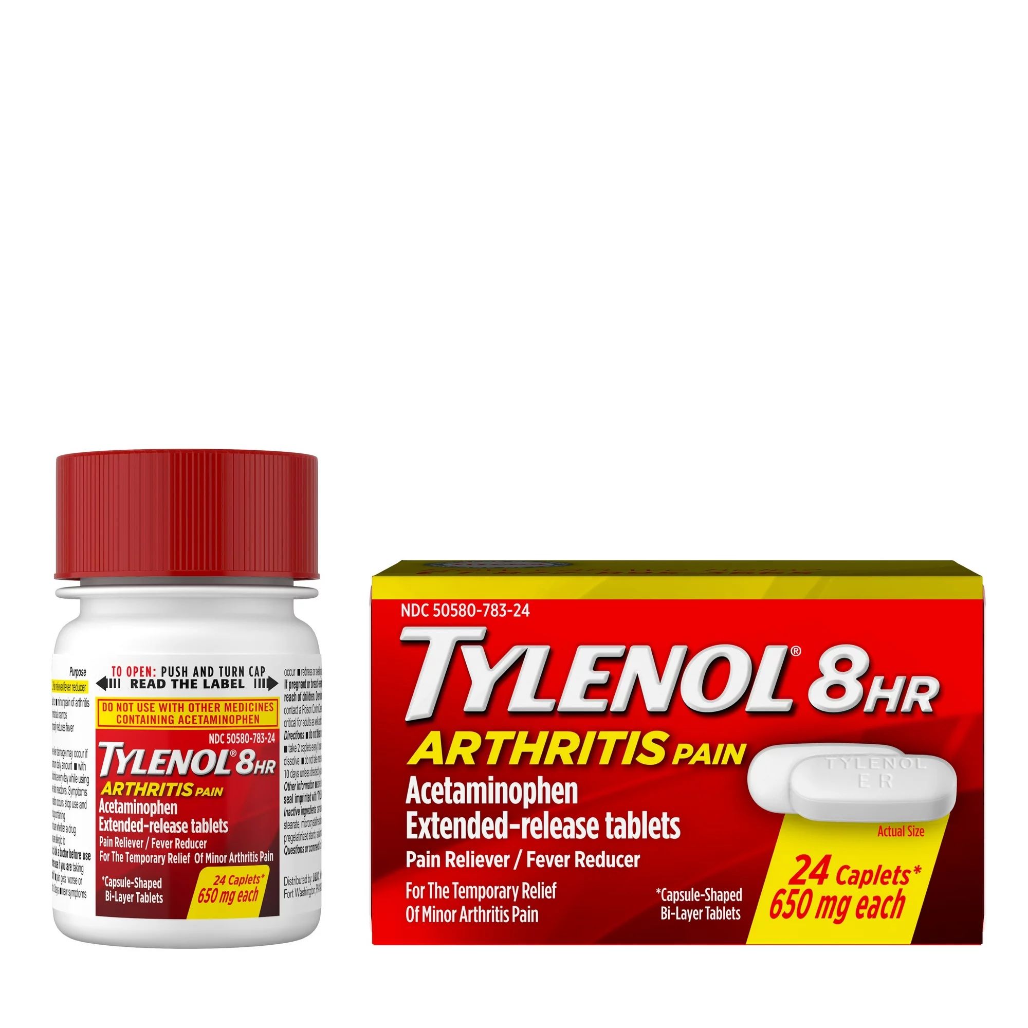 Tylenol 8HR Acetaminophen Arthritis & Joint Pain Relief Extended Release Caplets, 650 mg -  24 ct