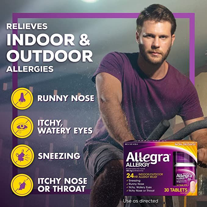 Allegra 24 Hour Allergy Relief Non-Drowsy Tablets, 180 mg - 30 ct