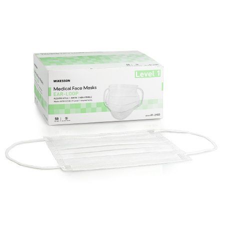 McKesson Disposable Masks with Ear Loops & Nose Piece, White - 50 ct