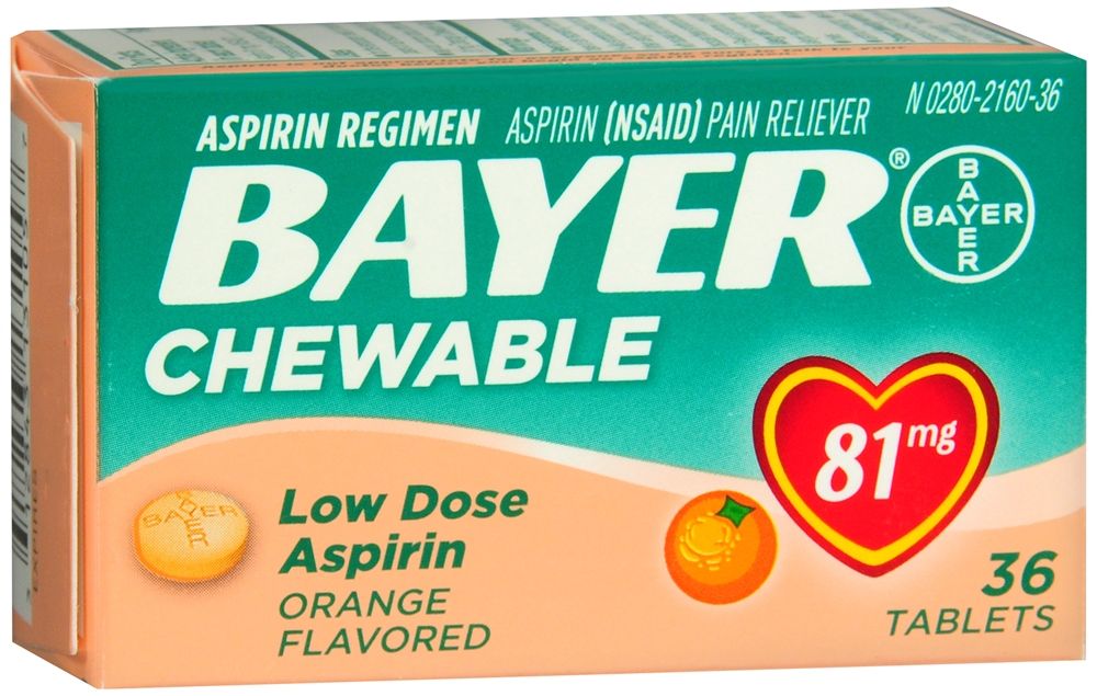 DISCBayer Aspirin Low Dose Chewable Tablets, 81 mg, Orange Flavored - 36 ct