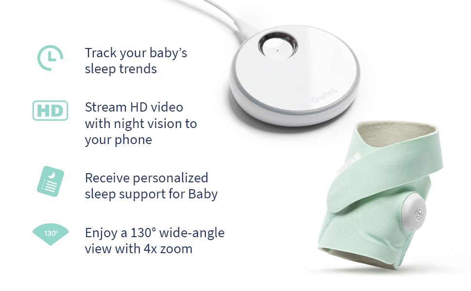 Original Owlet Dream Duo Monitor, HD Video & Dream Sock - Mint Green