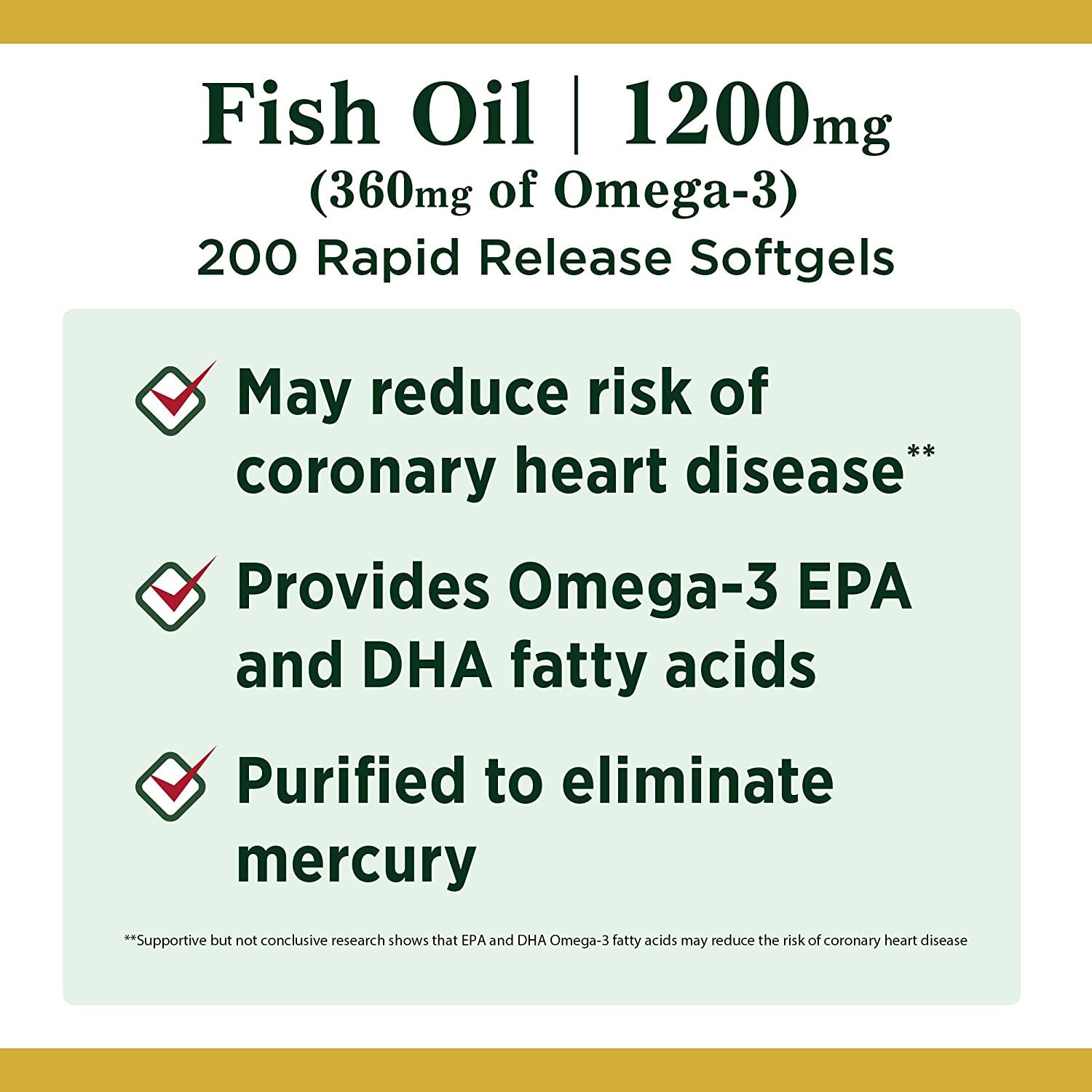 Nature's Bounty Fish Oil 1200 mg Softgels - 200 ct