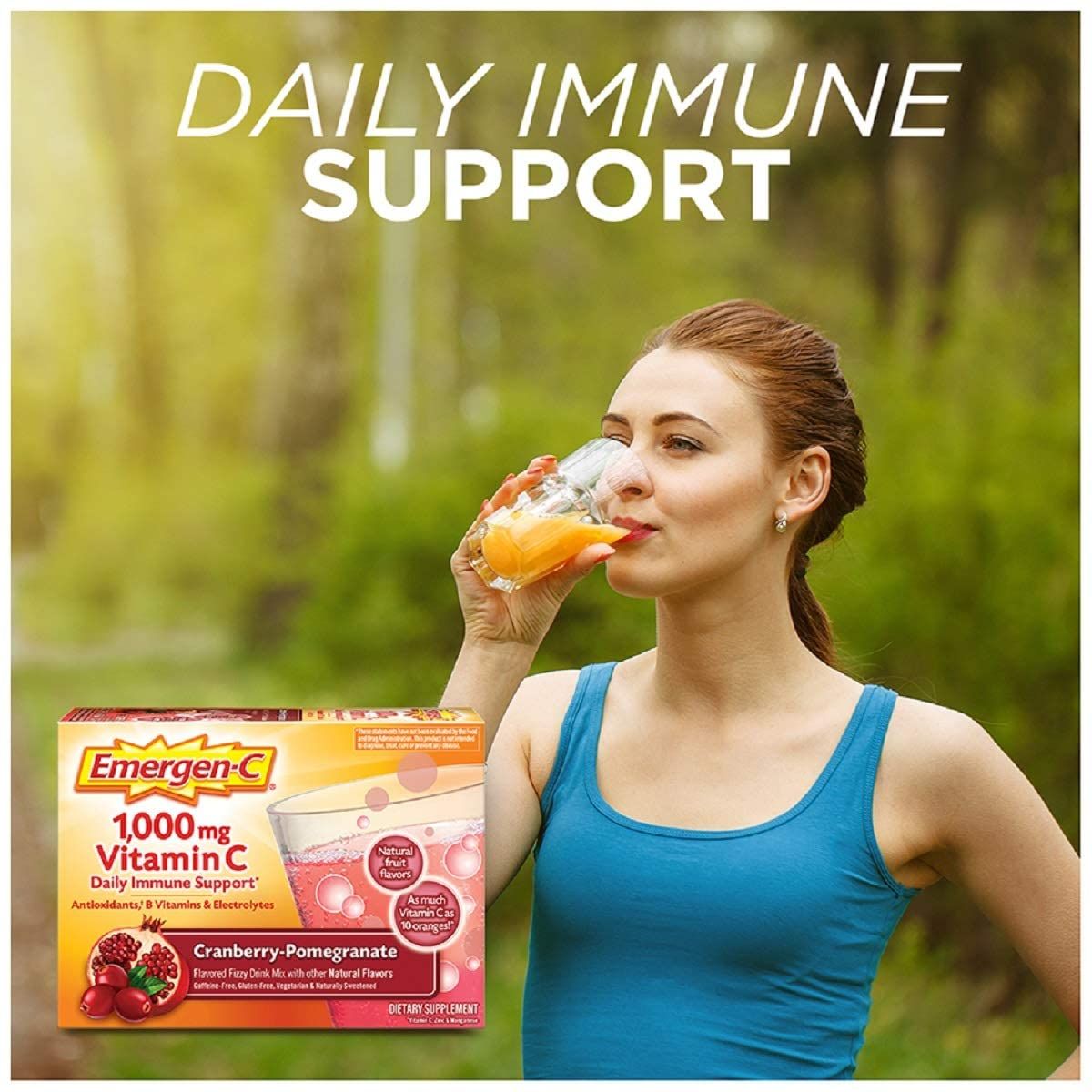 Emergen-C 1000 mg Vitamin C Fizzy Drink Mix, Cranberry Pomegranate- 30 ct