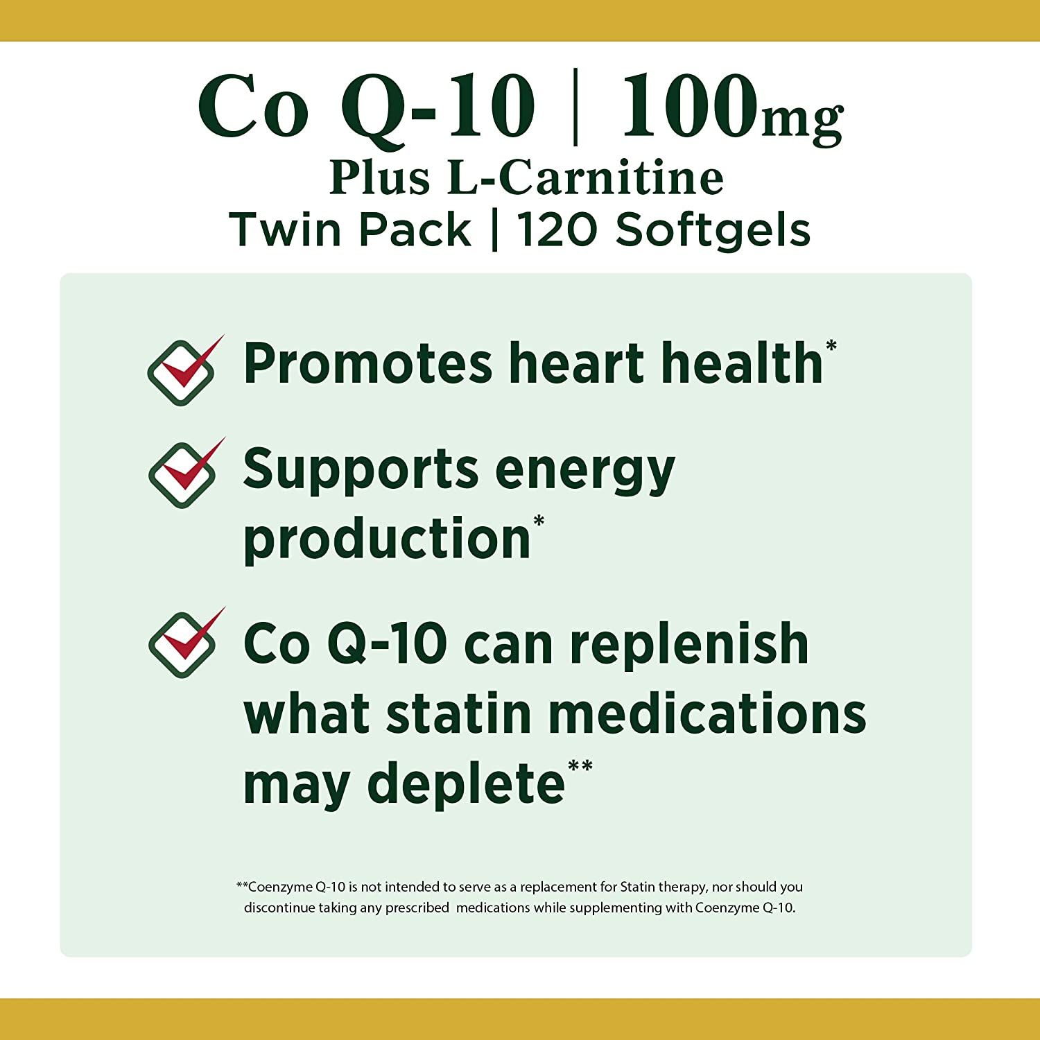 Nature's Bounty Co Q-10 100 mg Twin Pack Softgels, 60 ct - Pack of 2