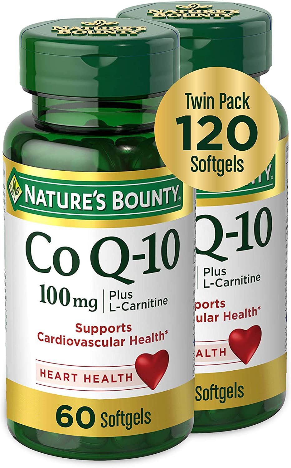 Nature's Bounty Co Q-10 100 mg Twin Pack Softgels, 60 ct - Pack of 2