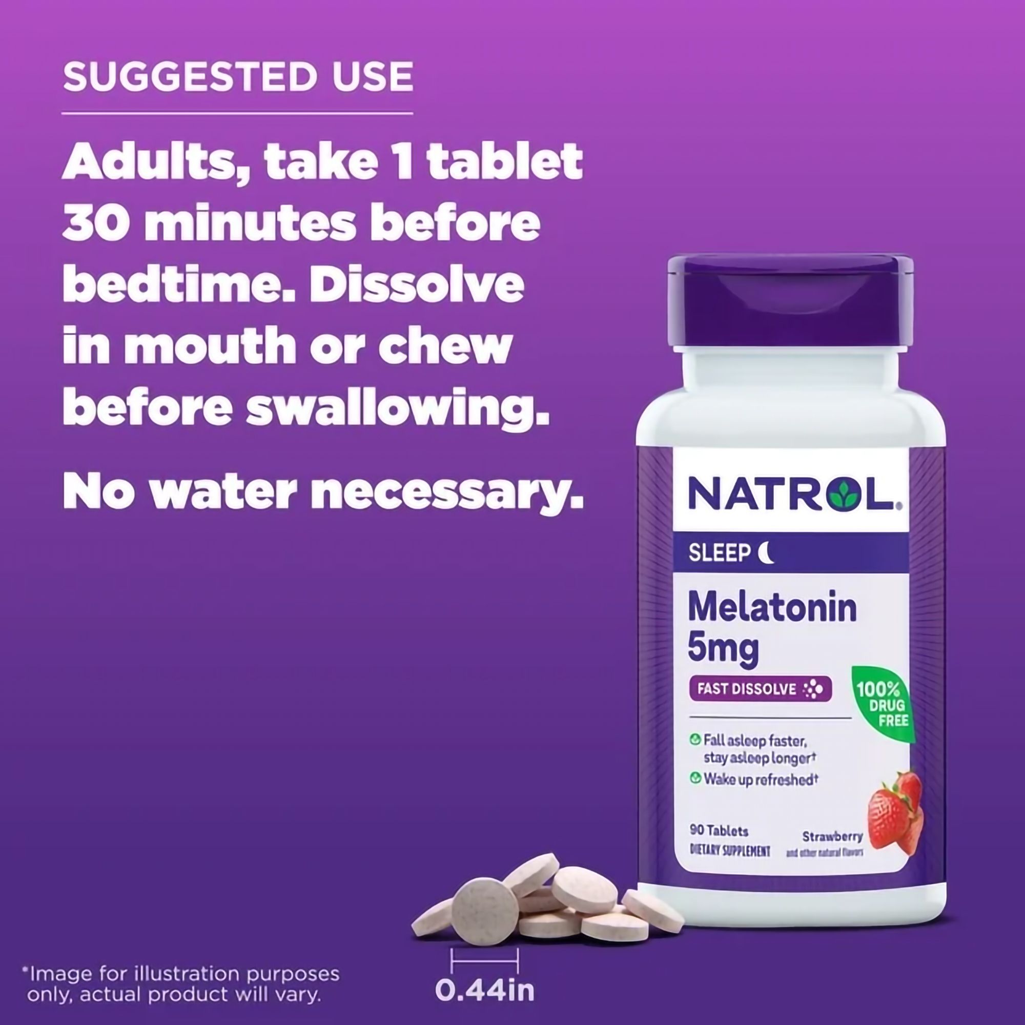 Natrol® Melatonin Sleep Aid Fast Dissolve Tablets, Strawberry, 5 mg - 90 ct