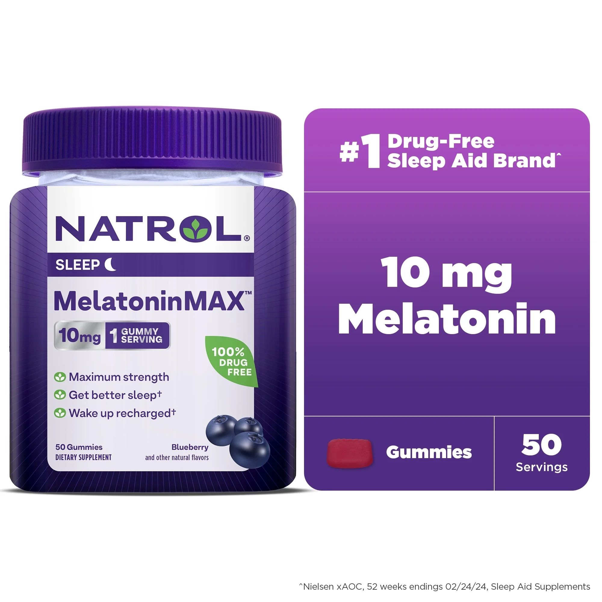 Natrol® MelatoninMax™ Sleep Aid Gummies, Blueberry, 10 mg - 50 ct
