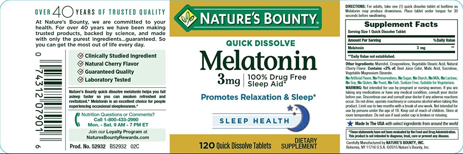Nature's Bounty Melatonin Quick Dissolve Tablets, 3 mg - 120 ct