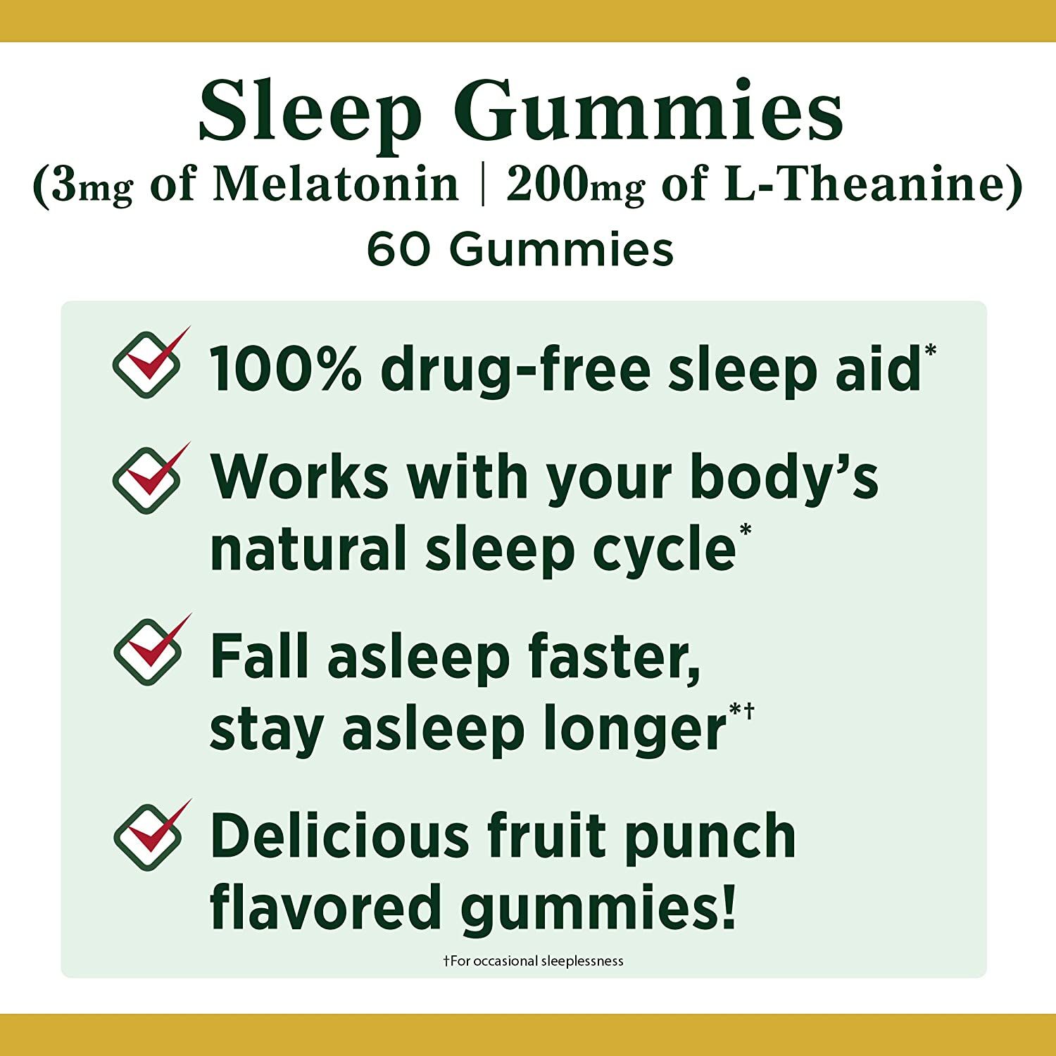Nature's Bounty Sleep Gummies 3 mg Melatonin & 200 mg L-theanine - 60 ct