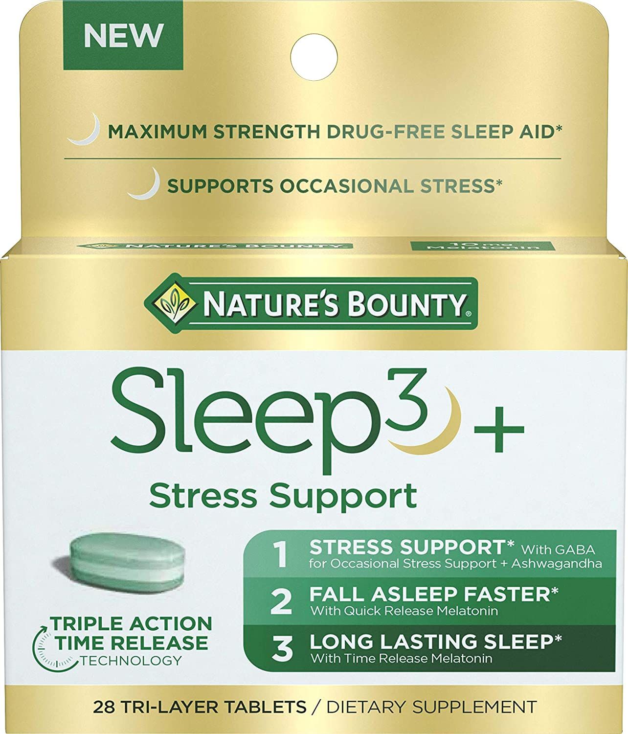 Nature's Bounty Sleep3 + Stress Support Tri-Layered Tablets - 28 ct