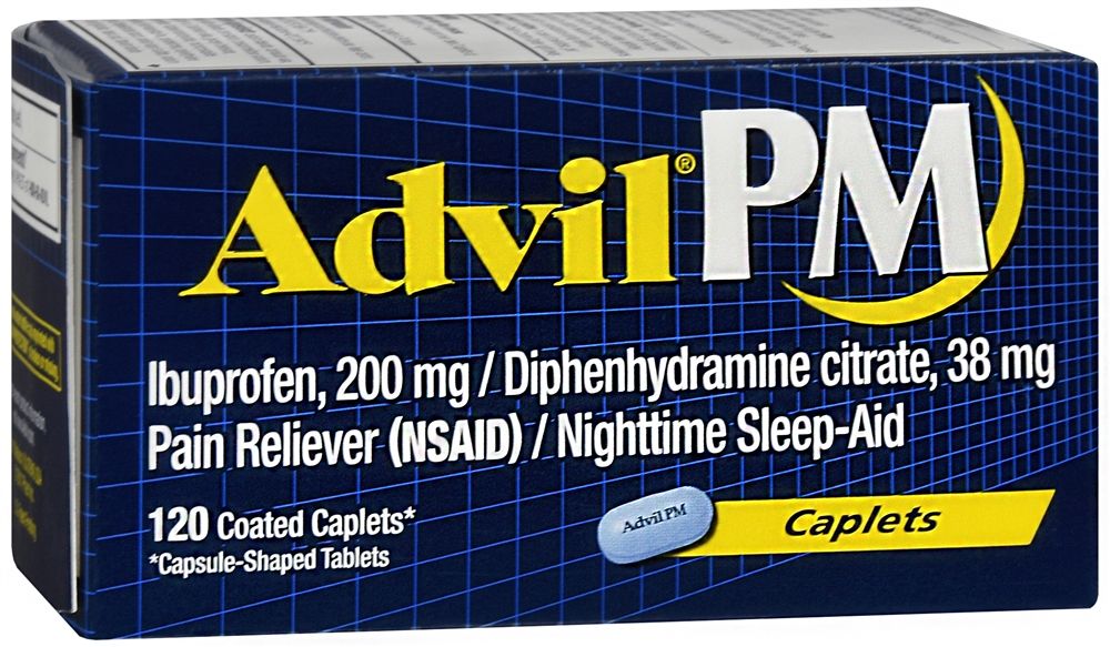 Advil PM Pain Reliever/Nighttime Sleep Aid Caplets, 38 mg - 120 ct